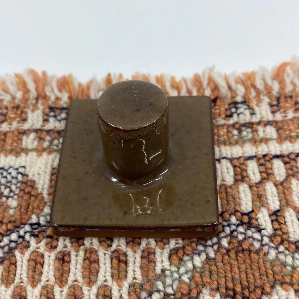 Rycraft Square Rare Brown Handle Terracotta Clay Glazed Shortbread Cookie Stamp